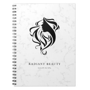 Caderno Espiral Salão de Mármore Moderno Silhueta Feminina Logotip