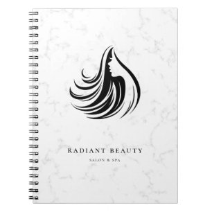 Caderno Espiral Salão de Mármore Moderno Silhueta Feminina Logotip