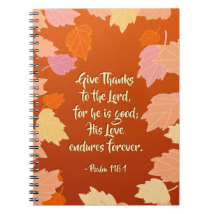 Caderno Espiral Salm 118:1 Dê Obrigados ao LORD para Ele é bom