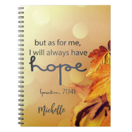 Caderno Espiral Salm 71:14 Eu sempre terei ESPERANÇA Personalizada