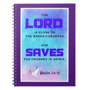 Caderno Espiral Salmo de Citação Bíblica Inspiracional 34:18