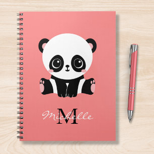 Caderno Espiral Salmões personalizados panda de assento bonitos d
