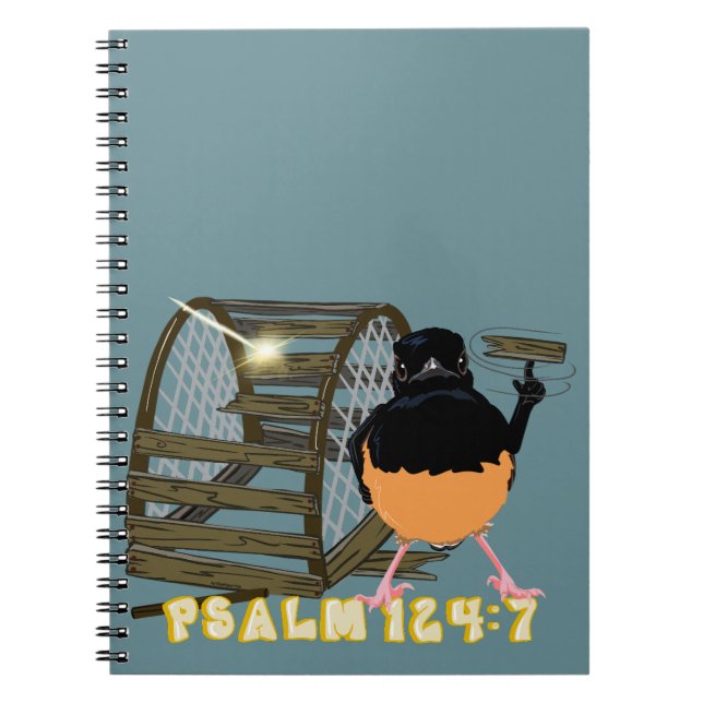 Caderno Espiral Salmos — Shama Branca Rumada (Frente)