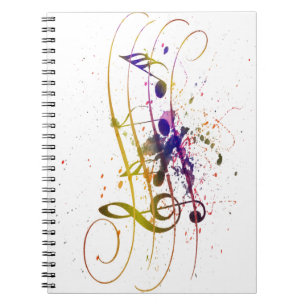 Caderno Espiral Salpico musical colorido