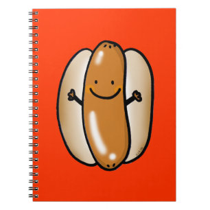 Caderno Espiral salsicha do cachorro quente dos desenhos animados