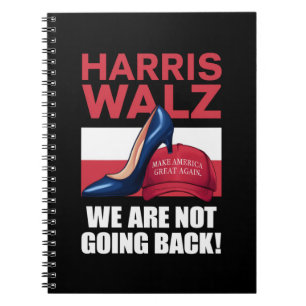 Caderno Espiral Salto de Kamala Harris Pisando no Chapéu Vermelho