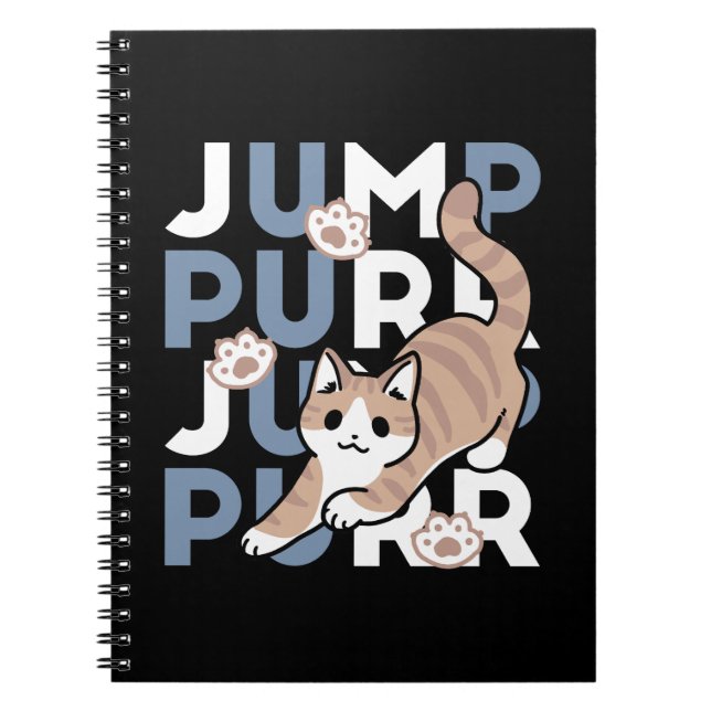 Caderno Espiral Salto Purr de Salto: Design de Gato Reproduzível c (Frente)