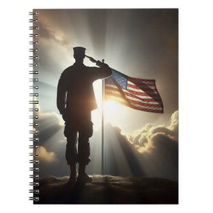 Caderno Espiral Saluting American Soldier
