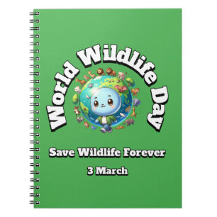 Caderno Espiral Salve a vida selvagem. Dia Mundial da Natureza