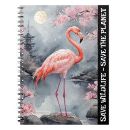 Caderno Espiral Salve Flamingo - Salve a natureza selvagem e o pla