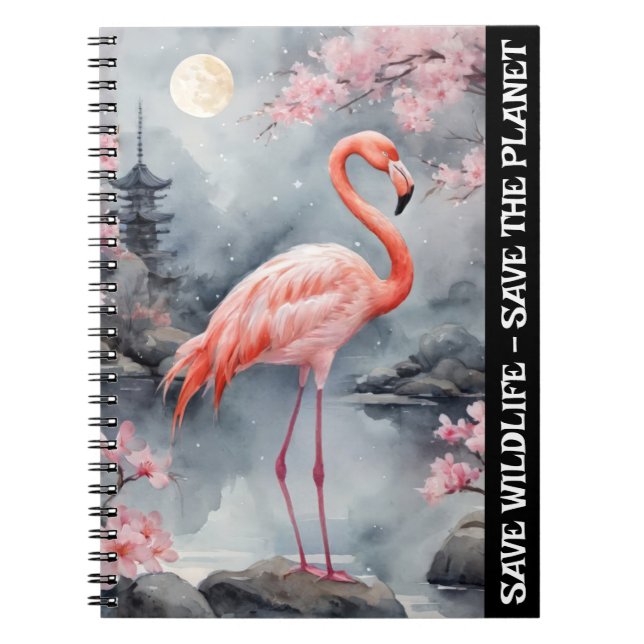 Caderno Espiral Salve Flamingo - Salve a natureza selvagem e o pla (Frente)