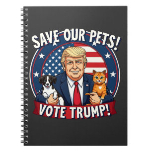 Caderno Espiral Salve nossos Pets de Trump de Votação Pets para Tr