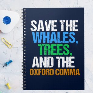 Caderno Espiral Salve o Oxford Comma Funny
