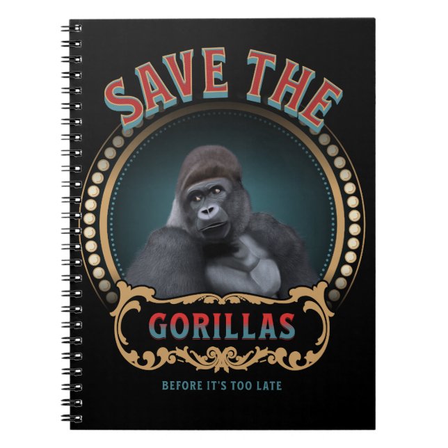 Caderno Espiral Salve Os Gorilas | Espécies Ameaçadas (Frente)