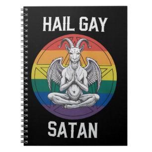 Caderno Espiral Salve Satanás Gay Cabra Gótico Engraçado LGBTQ