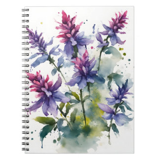 Caderno Espiral Salvia - Flores em aquarela capa para iPad mini