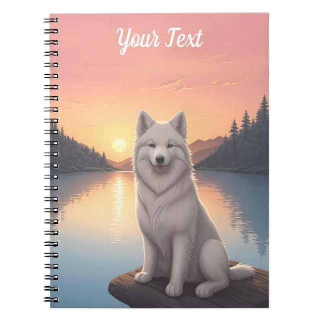 Caderno Espiral Samoyed by Lake (Frente)