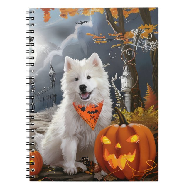 Caderno Espiral Samoyed Halloween Spooky (Frente)