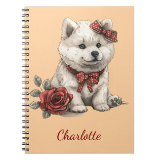 Caderno Espiral Samoyed Personalizado com Nome Personalizado