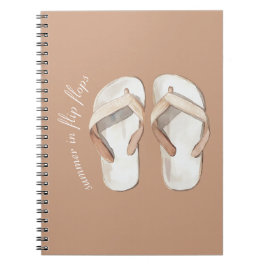 Caderno Espiral Sandalhas de Verão Marrom Creme Chinelos