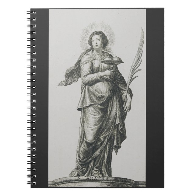 Caderno Espiral Santa Ágata da Sicília Graça Vulcânica Arte (Frente)