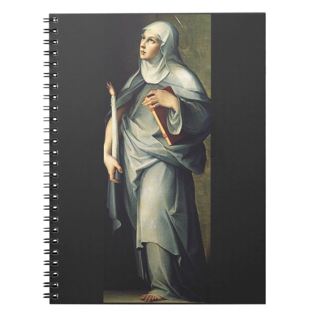Caderno Espiral Santa Brígida da Suécia Mística Medieval (Frente)