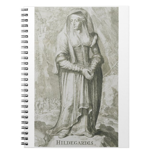 Caderno Espiral Santa Hildegarda de Bingen Arte Mística Medieval (Frente)