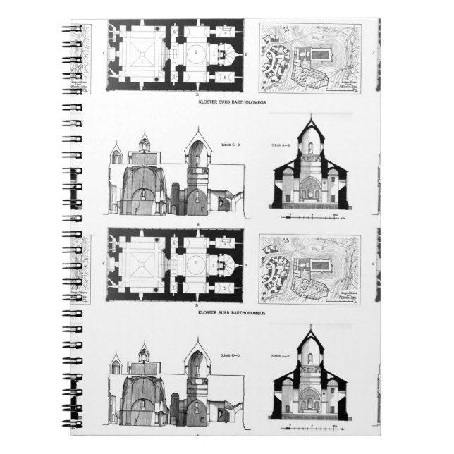 Caderno Espiral Santo Bartholomew Monastério e plano cruzado N (Frente)