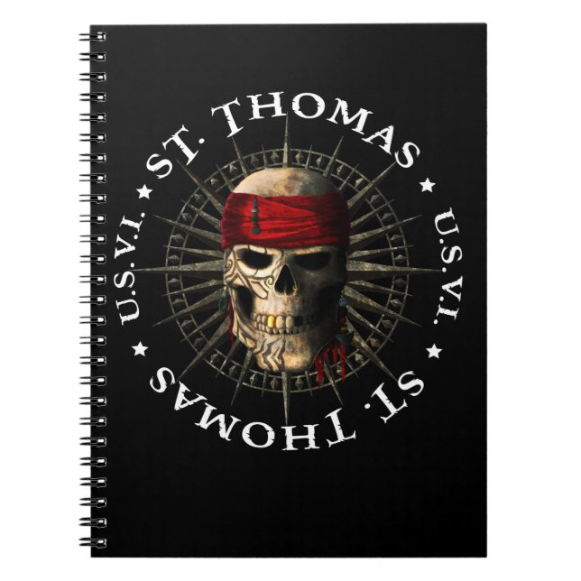 Caderno Espiral Santo Thomas USVI Pirate Skull (Frente)