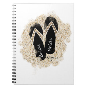 Caderno Espiral Sapatos de Dedo do Pé da Noiva Verão Praia Chá de 