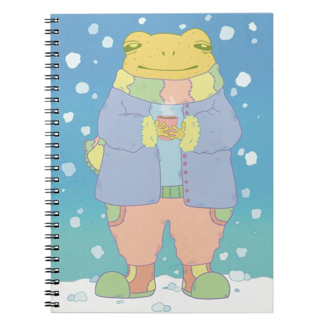 Caderno Espiral Sapo Aconchegante de Inverno (Frente)