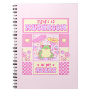Caderno Espiral Sapo bonito e cogumelo - Romântico engraçado