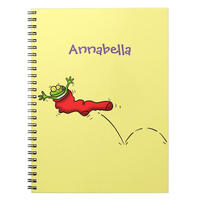 Caderno Espiral Sapo bonito em um desenho de salto em meia vermelh (Frente)