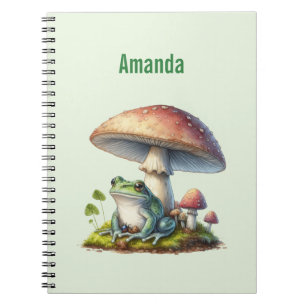 Caderno Espiral Sapo Debaixo de um Cogumelo Natureza Fofa
