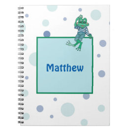 Caderno Espiral Sapo em Jeans, Aniversário, Bolinhas