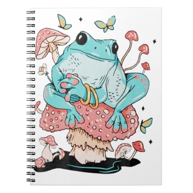 Caderno Espiral Sapo Em Um Cogumelo, Sapo Bonito (Frente)