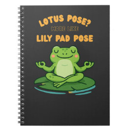 Caderno Espiral Sapo Engraçado Yoga Cartoon Lotus Lily Pad Design