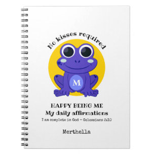 Caderno Espiral Sapo Fofo FELIZ POR SER EU Personalizado Cristão