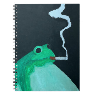 Caderno Espiral Sapo Fumante Engraçado | Animal Meme Excêntric