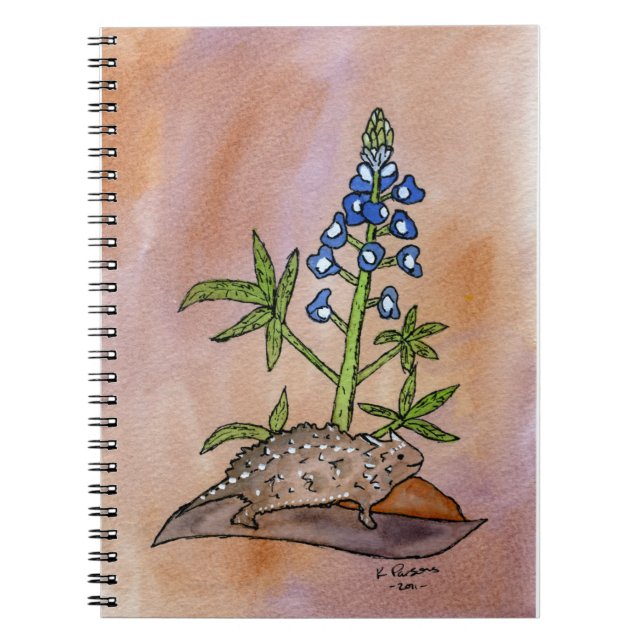 Caderno Espiral Sapo Horny com Bluebonnet (Frente)