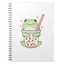Sapo Kawaii Chibi Abraçando Xícara de Chá de Bolha