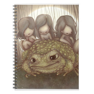 Caderno Espiral Sapo mágico e fadas pequenas bonitos