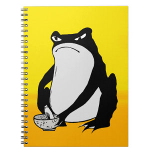 Caderno Espiral Sapo rabugento desenhando arte japonesa por Matsum