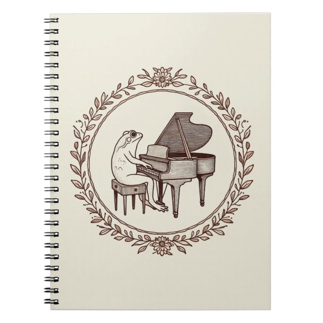 Caderno Espiral Sapo Tocando Piano (Frente)