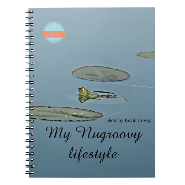 Caderno Espiral Sapo verde e azul em transição para a terceira ida (Frente)