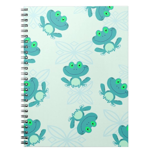 CADERNO ESPIRAL SAPOS DE CARTONAGEM VERDE PASEL AZUL FROGGIES PADR (Frente)