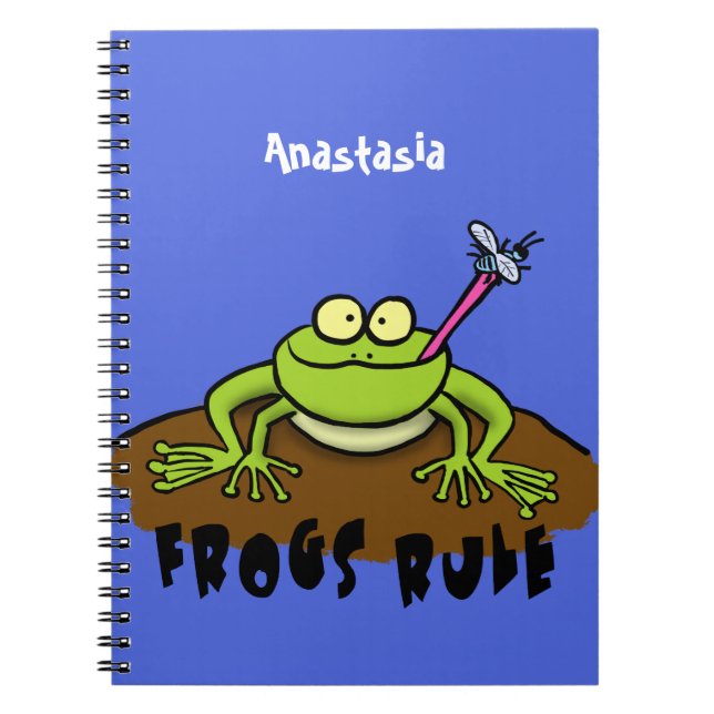Caderno Espiral Sapos governam desenho animado do sapo verde (Frente)