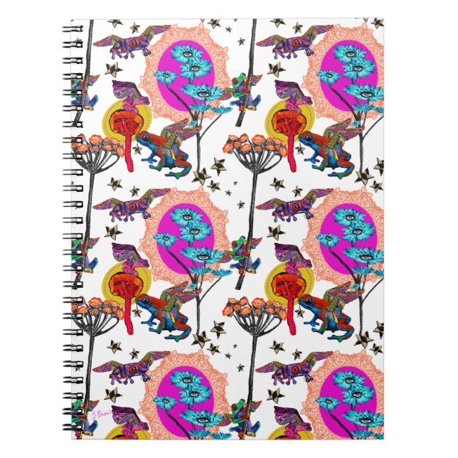 Caderno Espiral Sapos voadores coloridos (Frente)