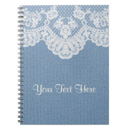 Caderno Espiral Sarja de Nimes e laço azuis