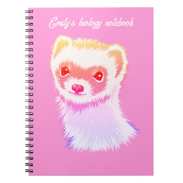 Caderno Espiral Sassy Ferret Em Biologia De Cores Arco-Íris (Frente)